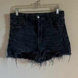 American Eagle Outfitters Black Frayed Jean Shorts